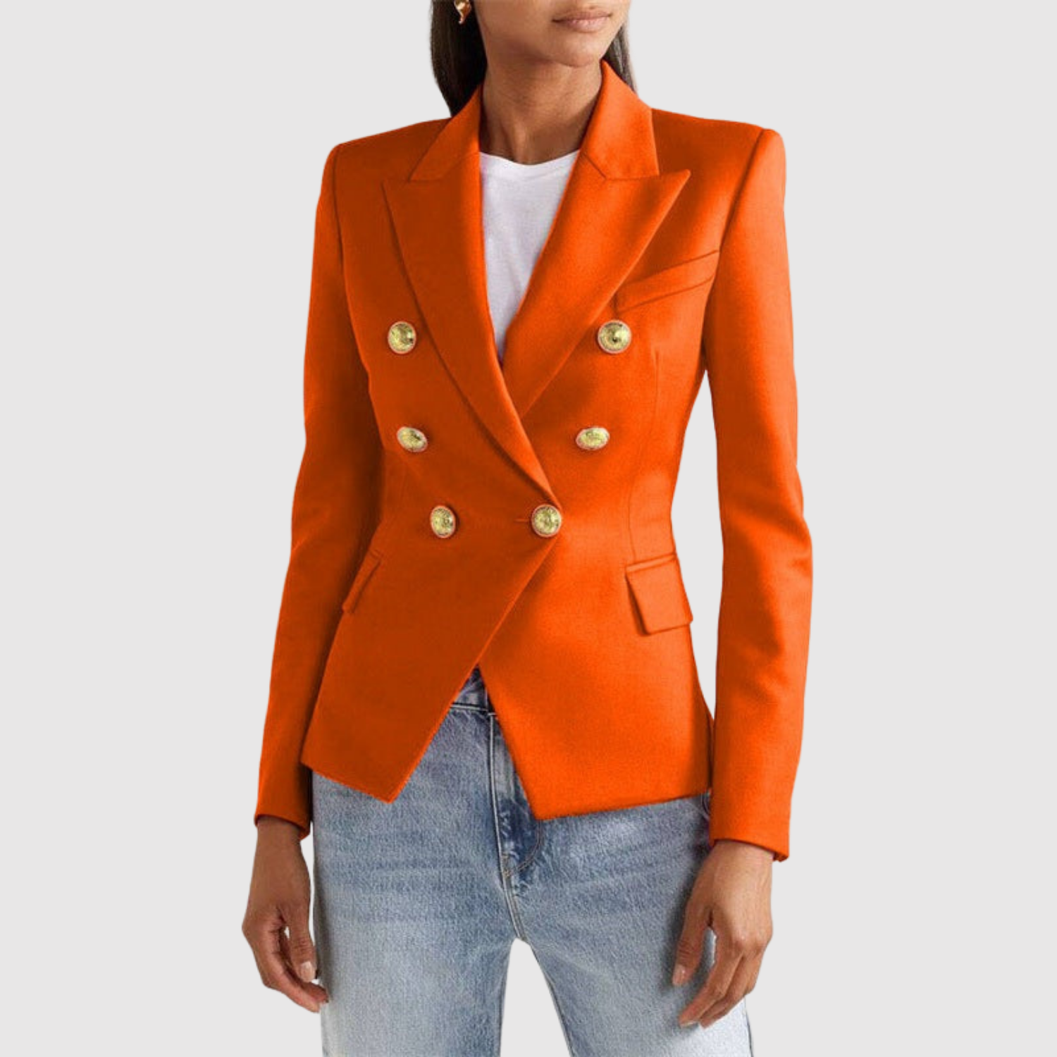 Silvie – Dwukolorowa marynarka ze złotymi guzikami