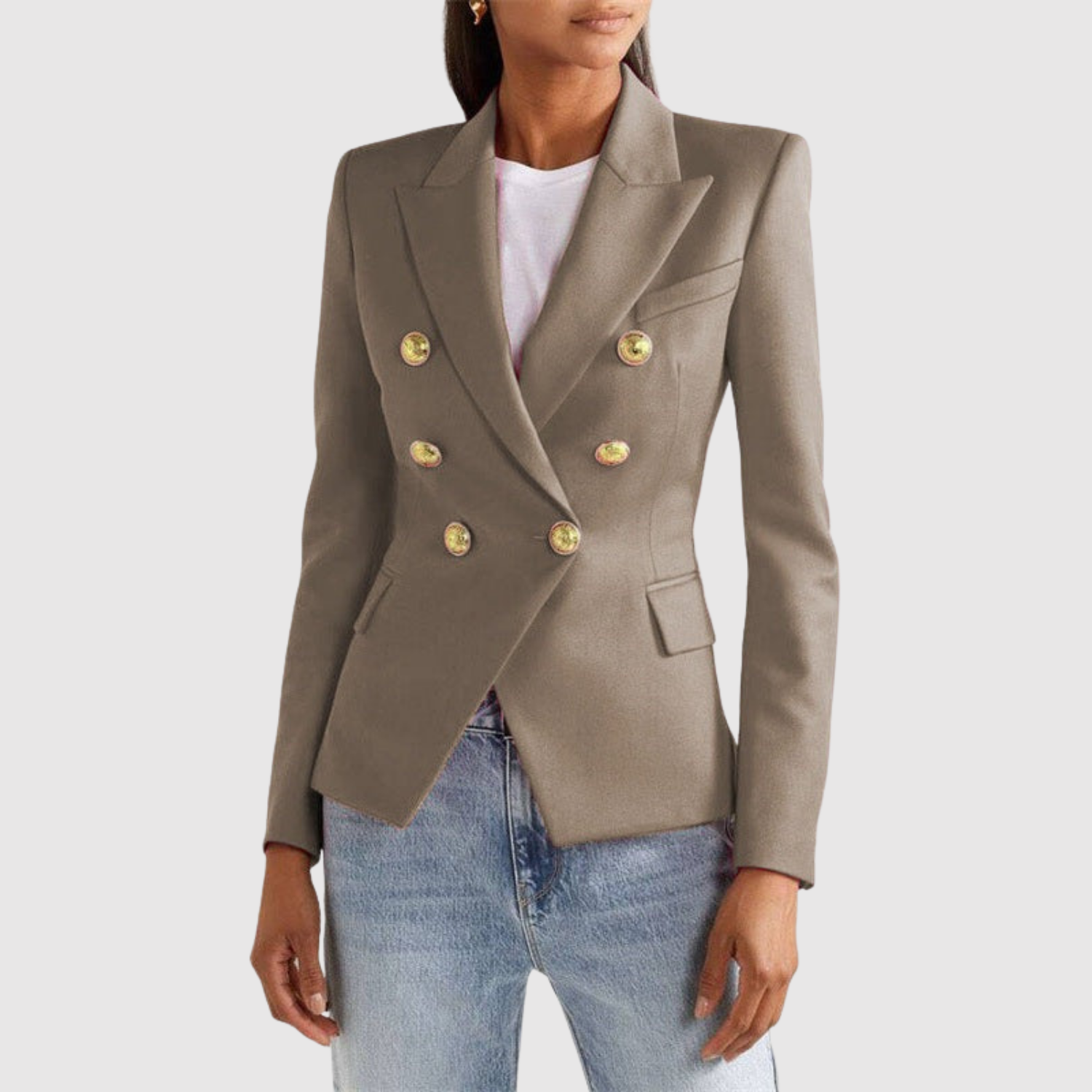 Silvie – Dwukolorowa marynarka ze złotymi guzikami