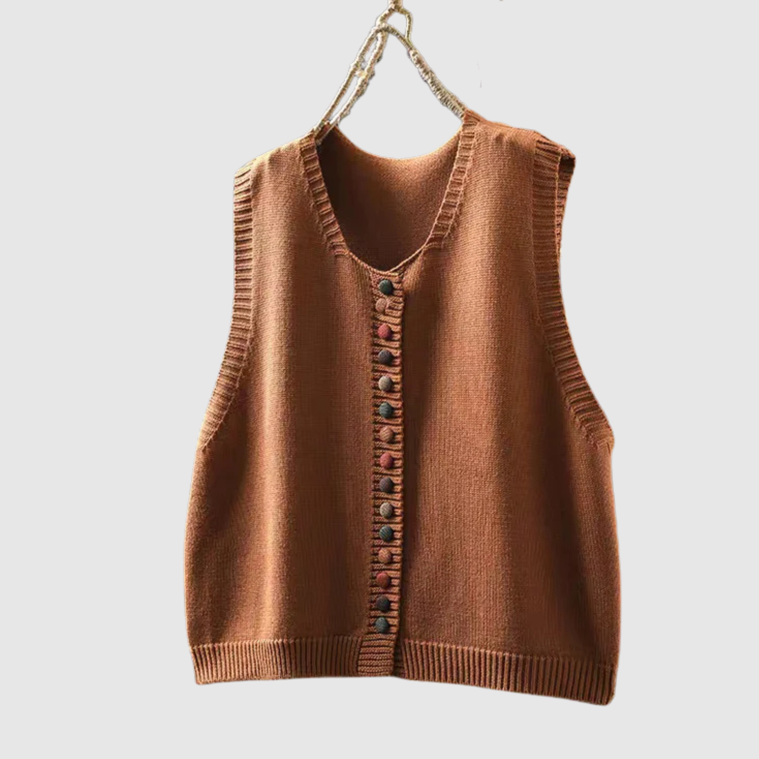 Nora - Boho kardigan z guzikami i vintage detalami