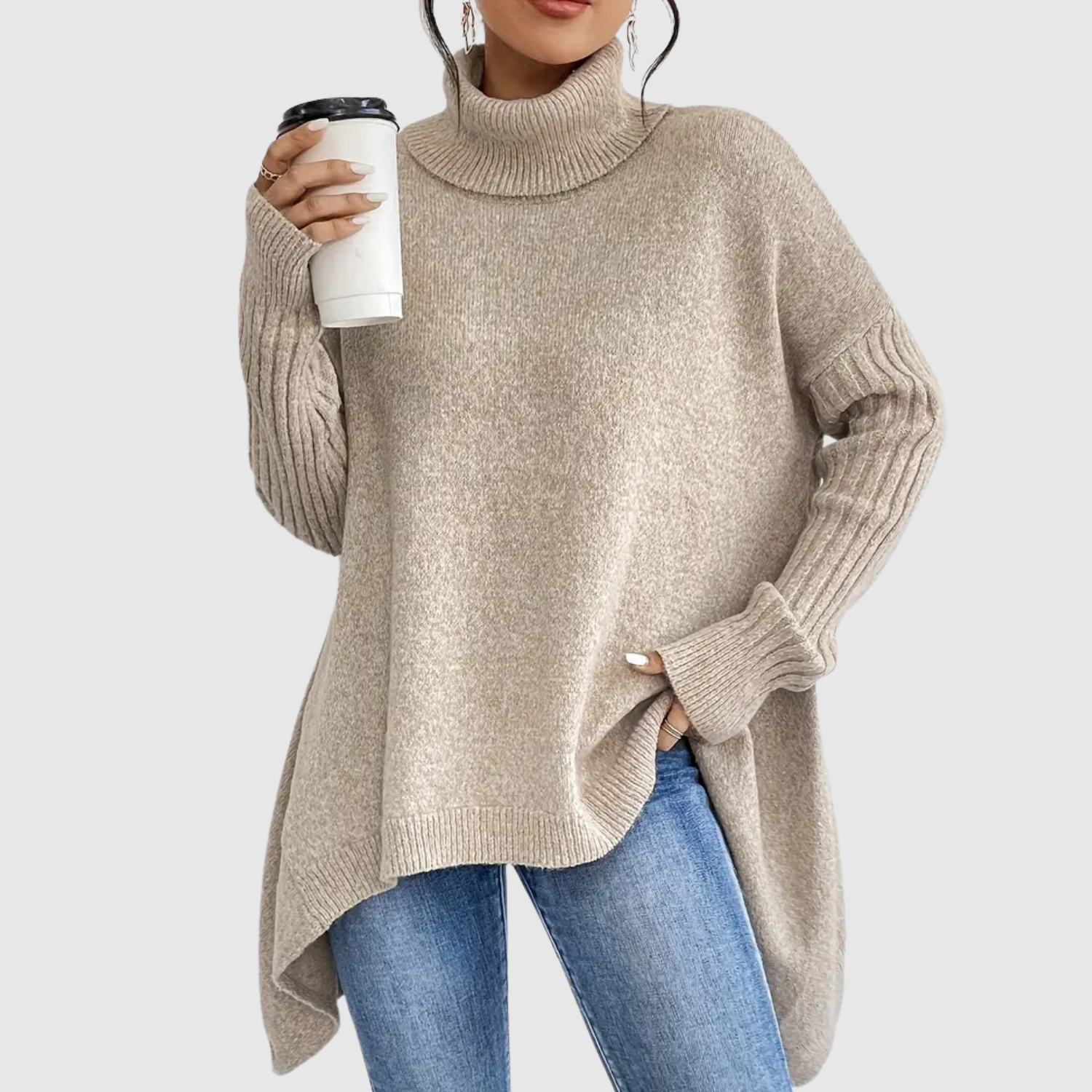 Nora – Długi sweter z golfem