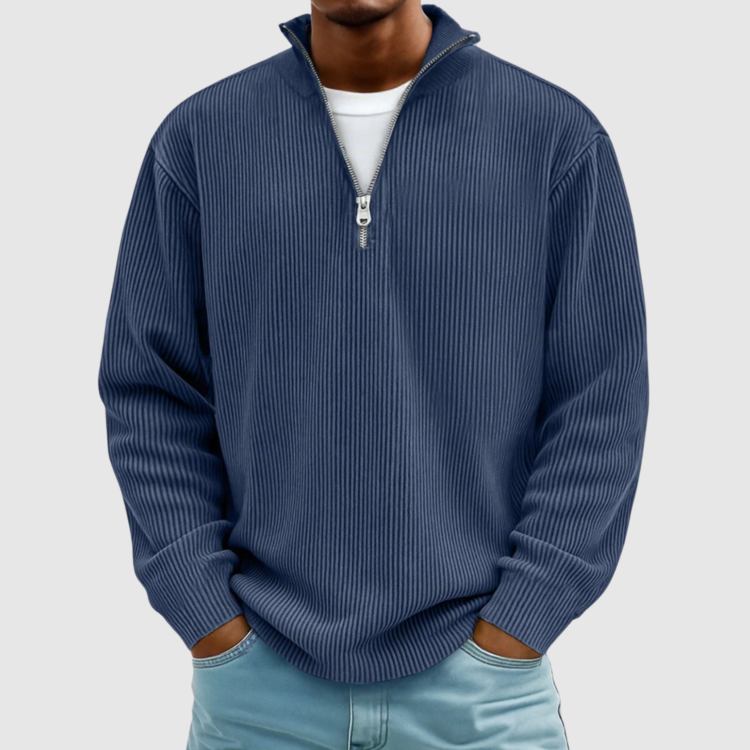 Daniel - Sweterek z zamkiem i efektem zamszu