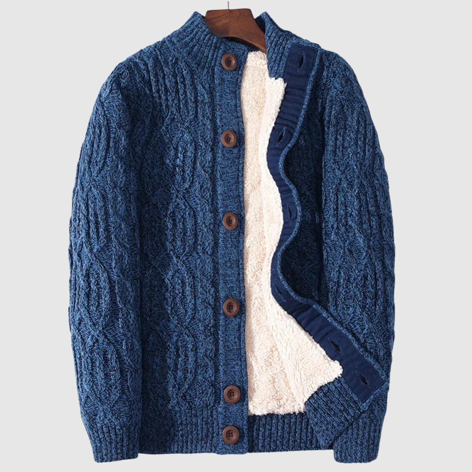 Šimon – Pleciony kardigan z guzikami i podszewką