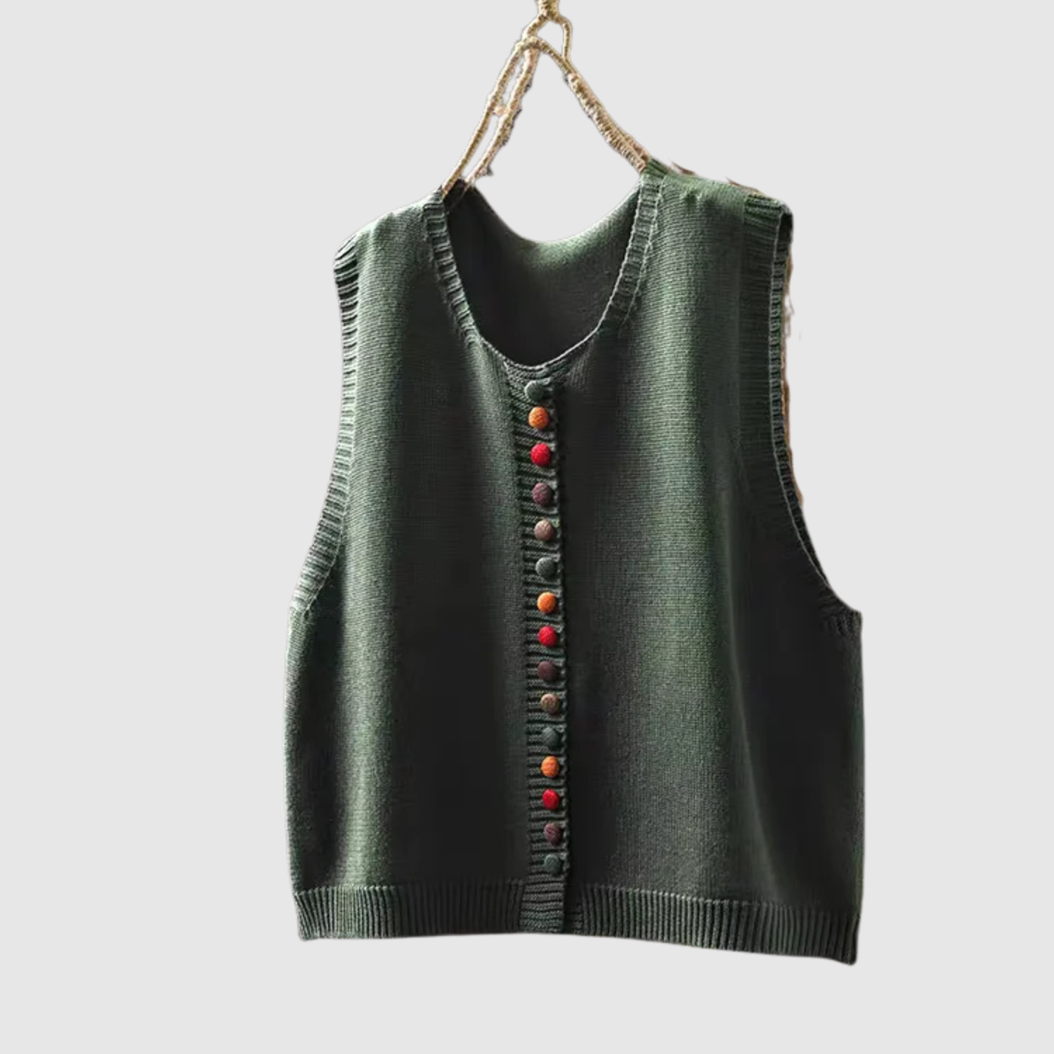 Nora - Boho kardigan z guzikami i vintage detalami