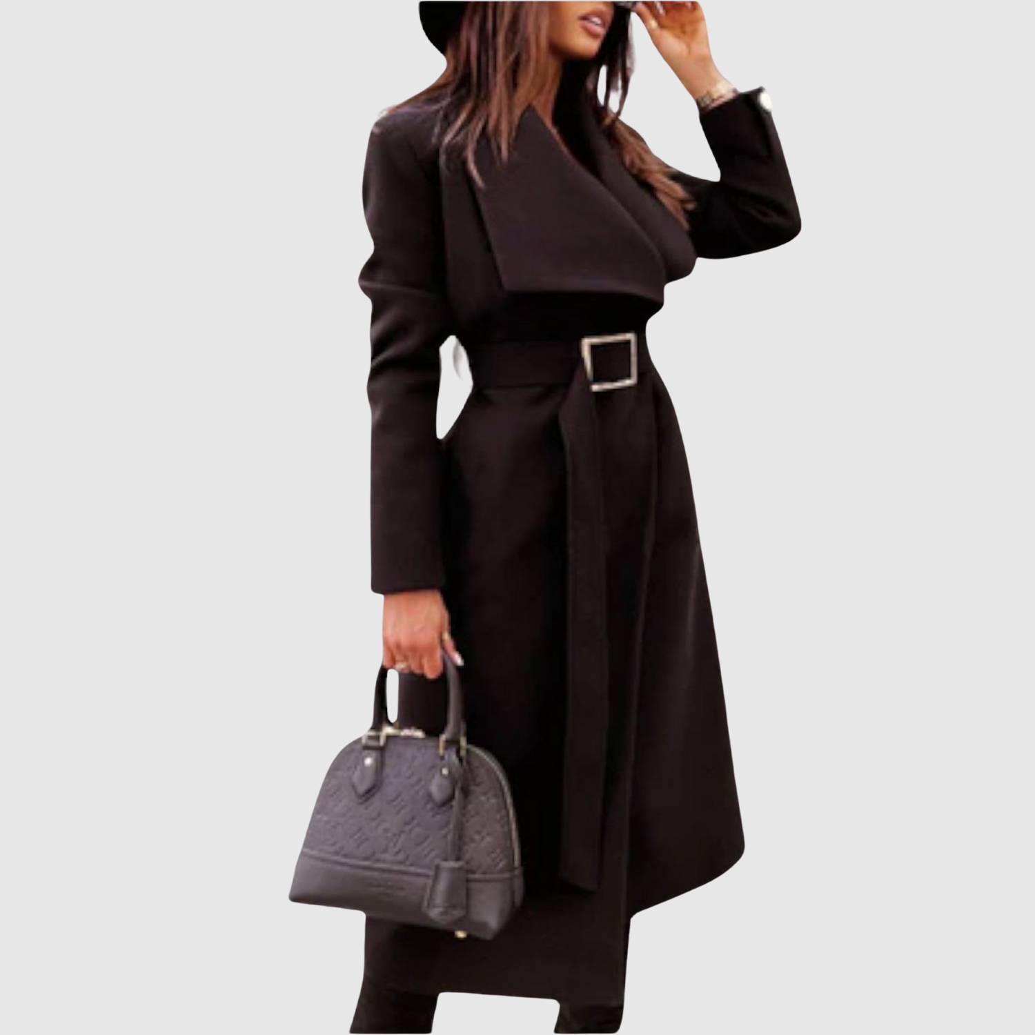 Jelena – Klasyczny wełniany płaszcz z paskiem i klapami