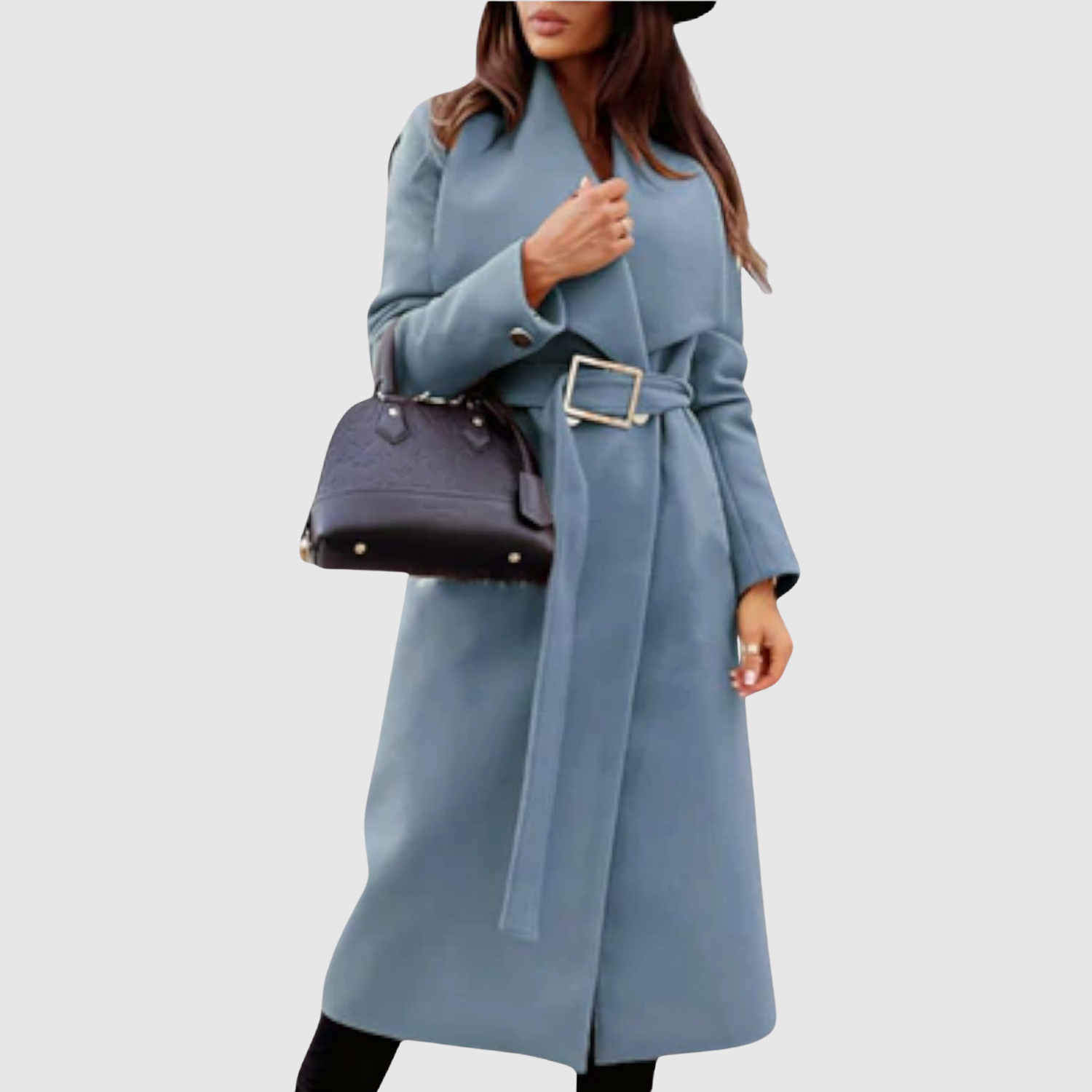 Jelena – Klasyczny wełniany płaszcz z paskiem i klapami