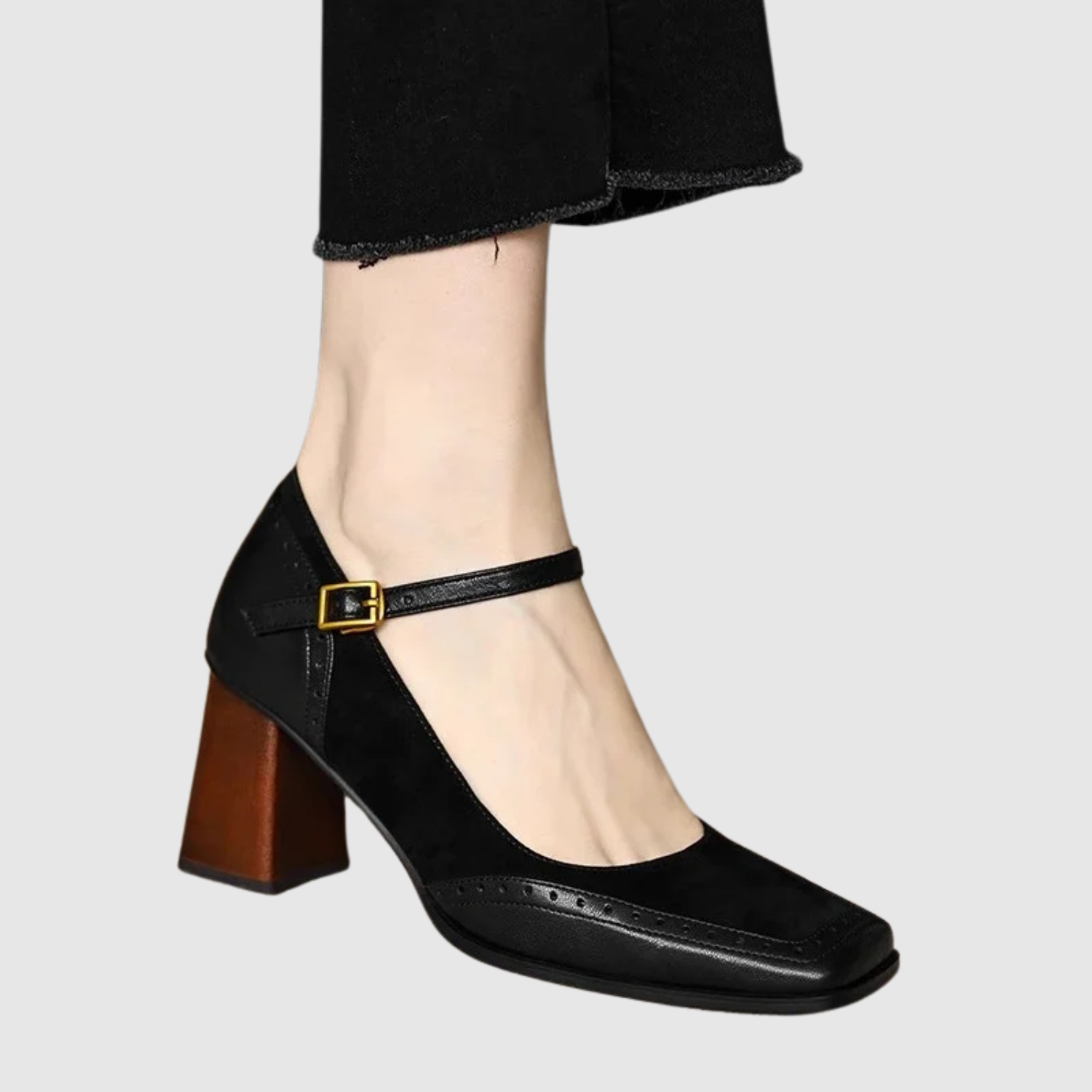 Greta – Retro czółenka z kwadratowym noskiem