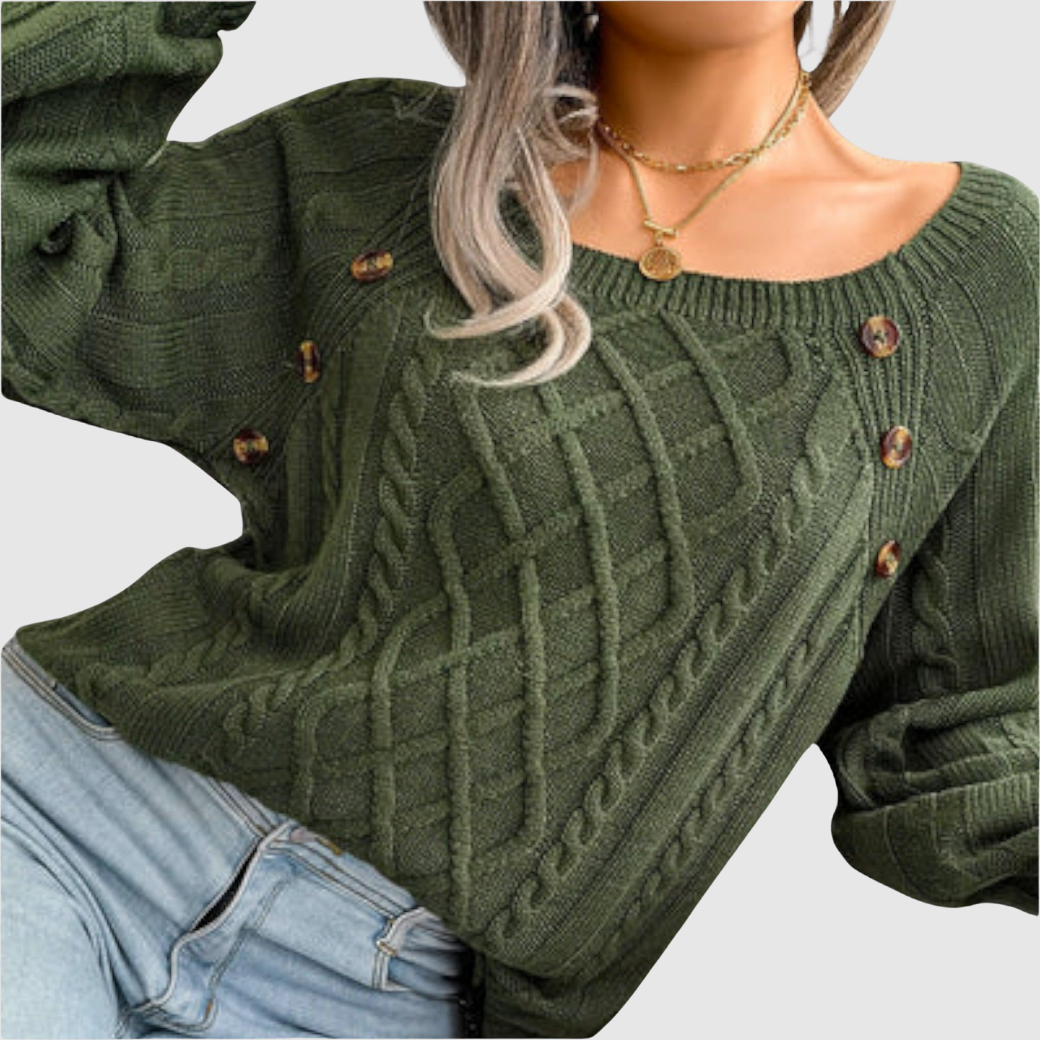 Nora – Sweter z dekoracyjnymi guzikami