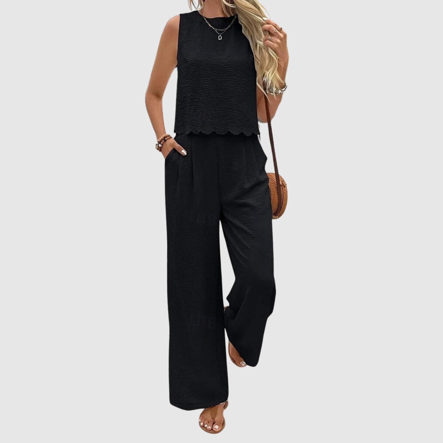 Natálie – Elegancki zestaw z luźnymi spodniami