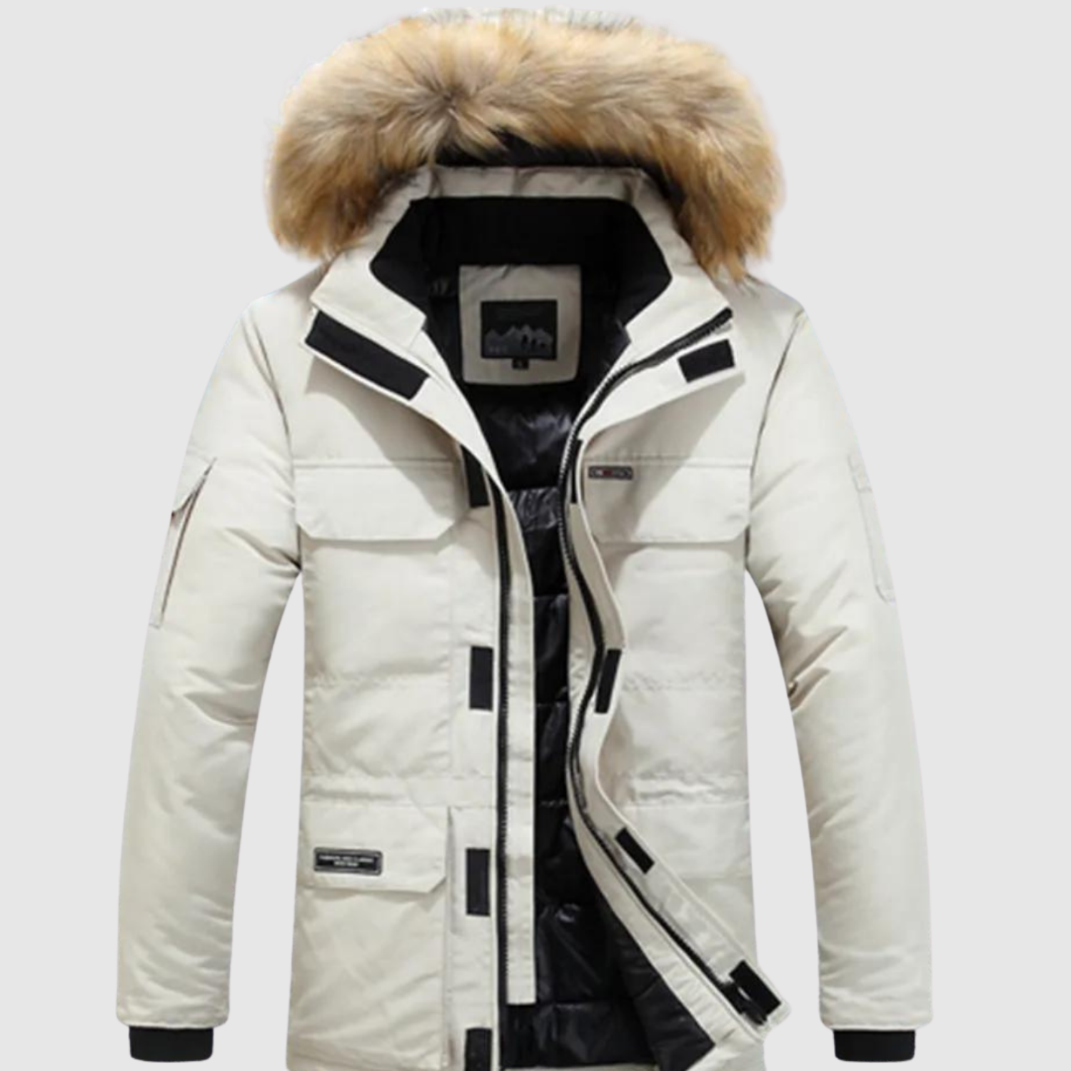 Marek – Zimowa parka ze skórzanym kołnierzem i termoforem