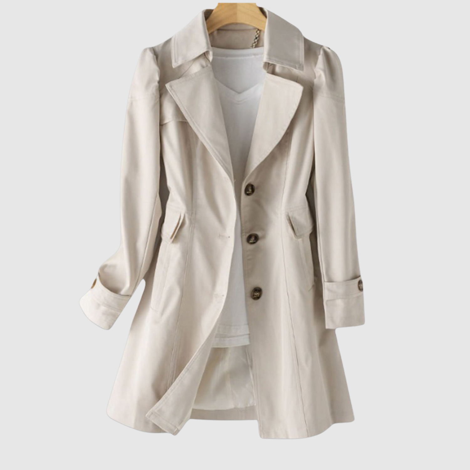 Jelena - Klasyczny damski trencz z guzikami