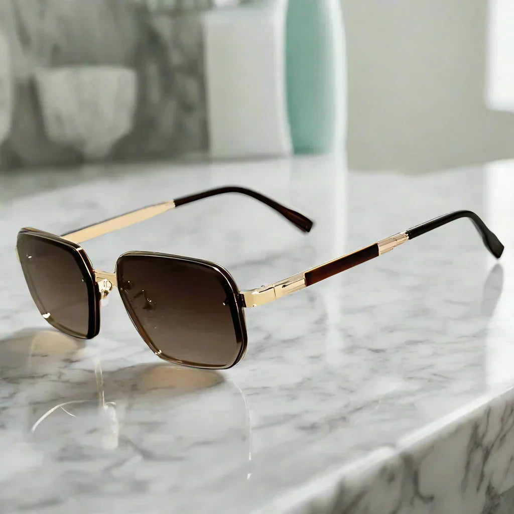 Alex – Okulary przeciwsłoneczne z kwadratową metalową ramą