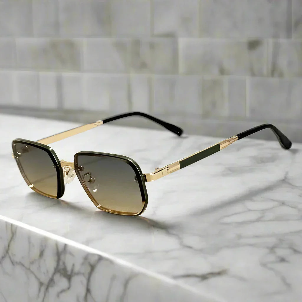 Alex – Okulary przeciwsłoneczne z kwadratową metalową ramą