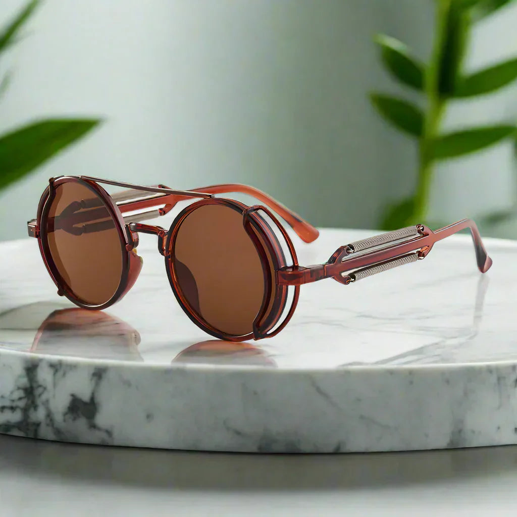 Alex – Okrągłe retro okulary przeciwsłoneczne z kolorowymi soczewkami