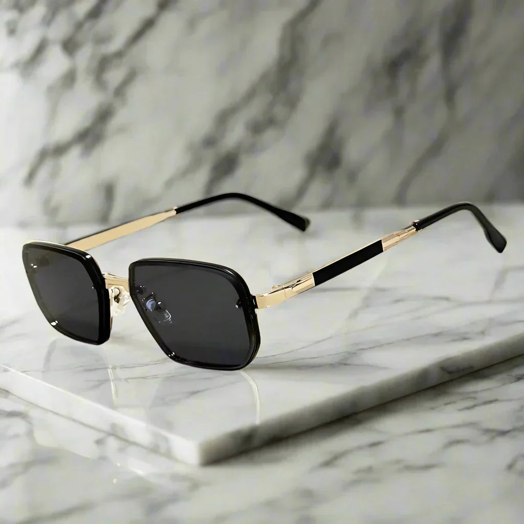 Alex – Okulary przeciwsłoneczne z kwadratową metalową ramą