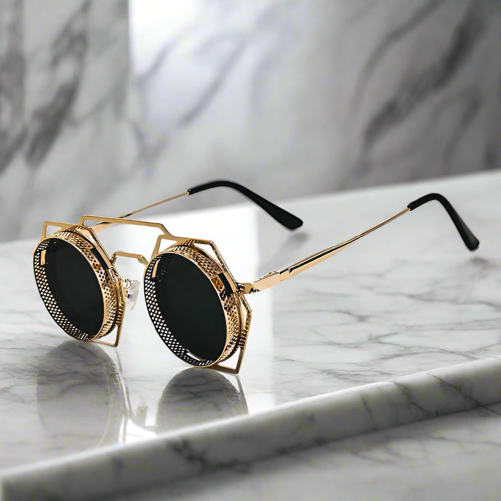 Alex – Okrągłe retro okulary przeciwsłoneczne z metalu