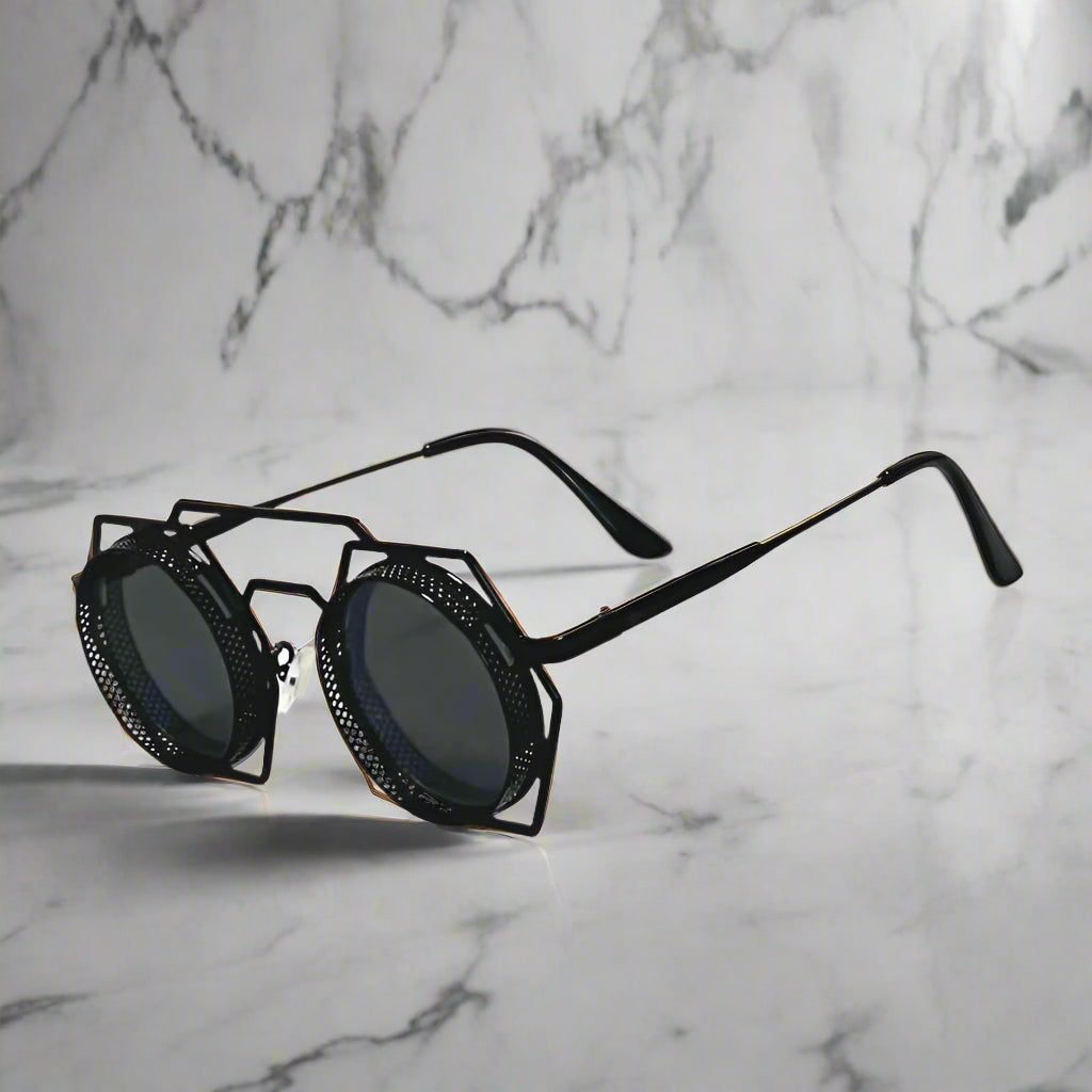 Alex – Okrągłe retro okulary przeciwsłoneczne z metalu