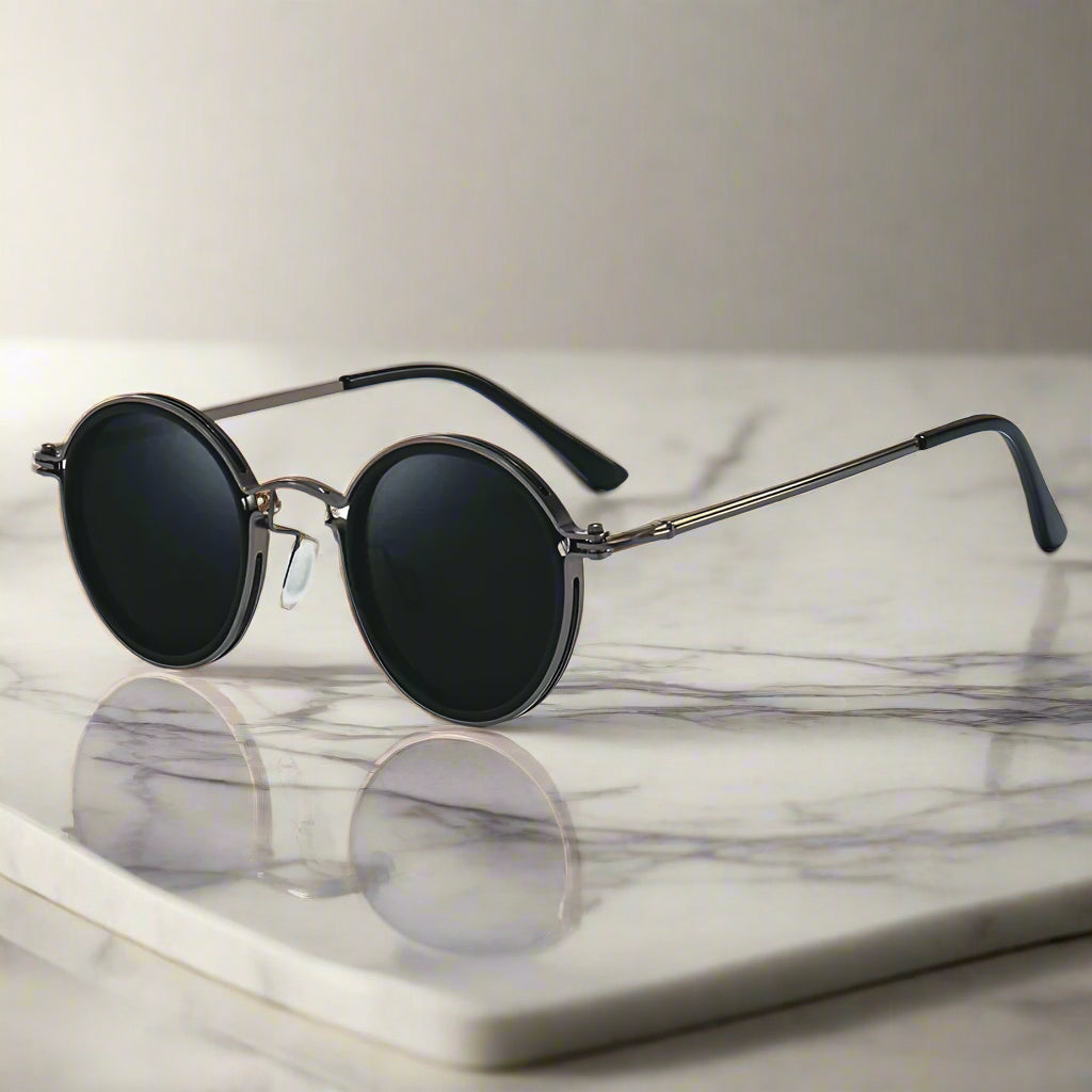 Alex – Okrągłe retro okulary przeciwsłoneczne z elegancką metalową ramą