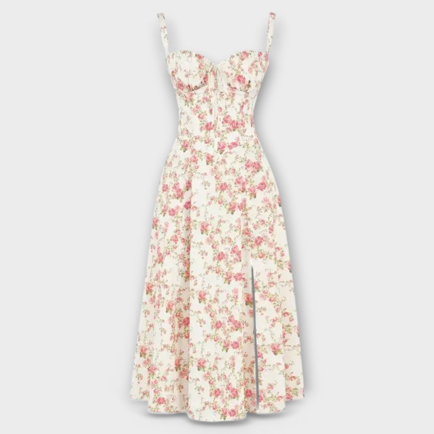 Eliška - Midi sukienka z detalami gorsetowymi